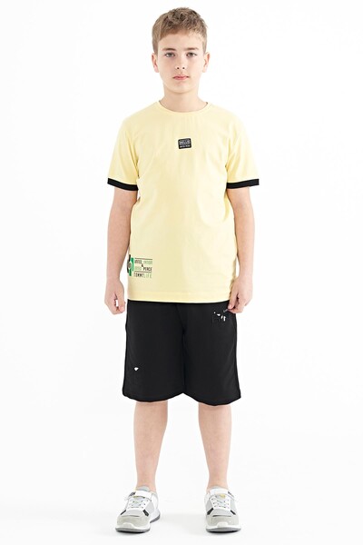 Tommylife Wholesale 7-15 Age Crew Neck Standard Fit Printed Boys' T-Shirt 11097 Yellow - Thumbnail