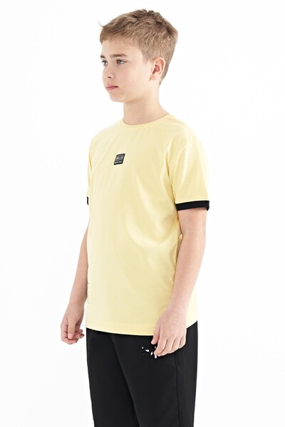 Tommylife Wholesale 7-15 Age Crew Neck Standard Fit Printed Boys' T-Shirt 11097 Yellow - Thumbnail