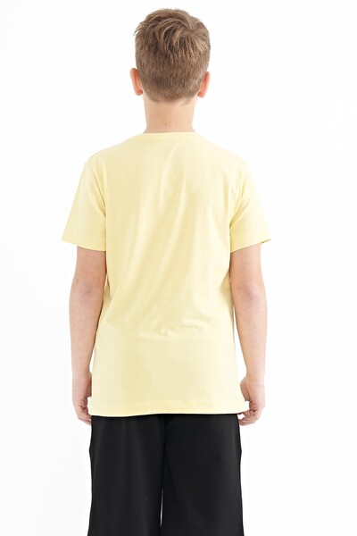 Tommylife Wholesale 7-15 Age Crew Neck Standard Fit Printed Boys' T-Shirt 11100 Yellow - Thumbnail