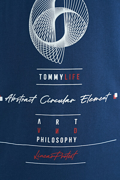 Tommylife Wholesale 7-15 Age Crew Neck Standard Fit Printed Boys' T-Shirt 11103 Indigo - Thumbnail