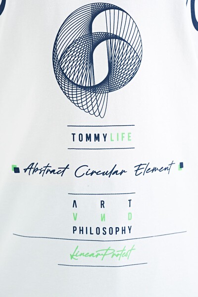 Tommylife Wholesale 7-15 Age Crew Neck Standard Fit Printed Boys' T-Shirt 11103 White - Thumbnail