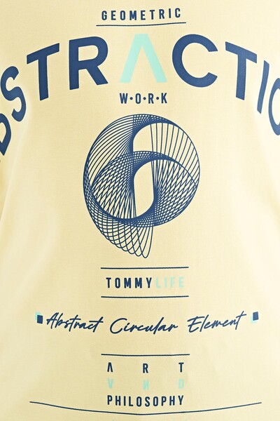 Tommylife Wholesale 7-15 Age Crew Neck Standard Fit Printed Boys' T-Shirt 11103 Yellow - Thumbnail