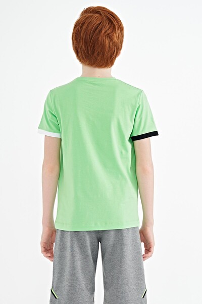 Tommylife Wholesale 7-15 Age Crew Neck Standard Fit Printed Boys' T-Shirt 11105 Neon Green - Thumbnail