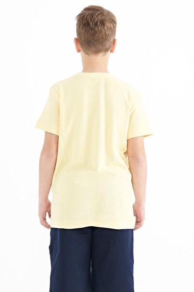 Tommylife Wholesale 7-15 Age Crew Neck Standard Fit Printed Boys' T-Shirt 11119 Yellow - Thumbnail