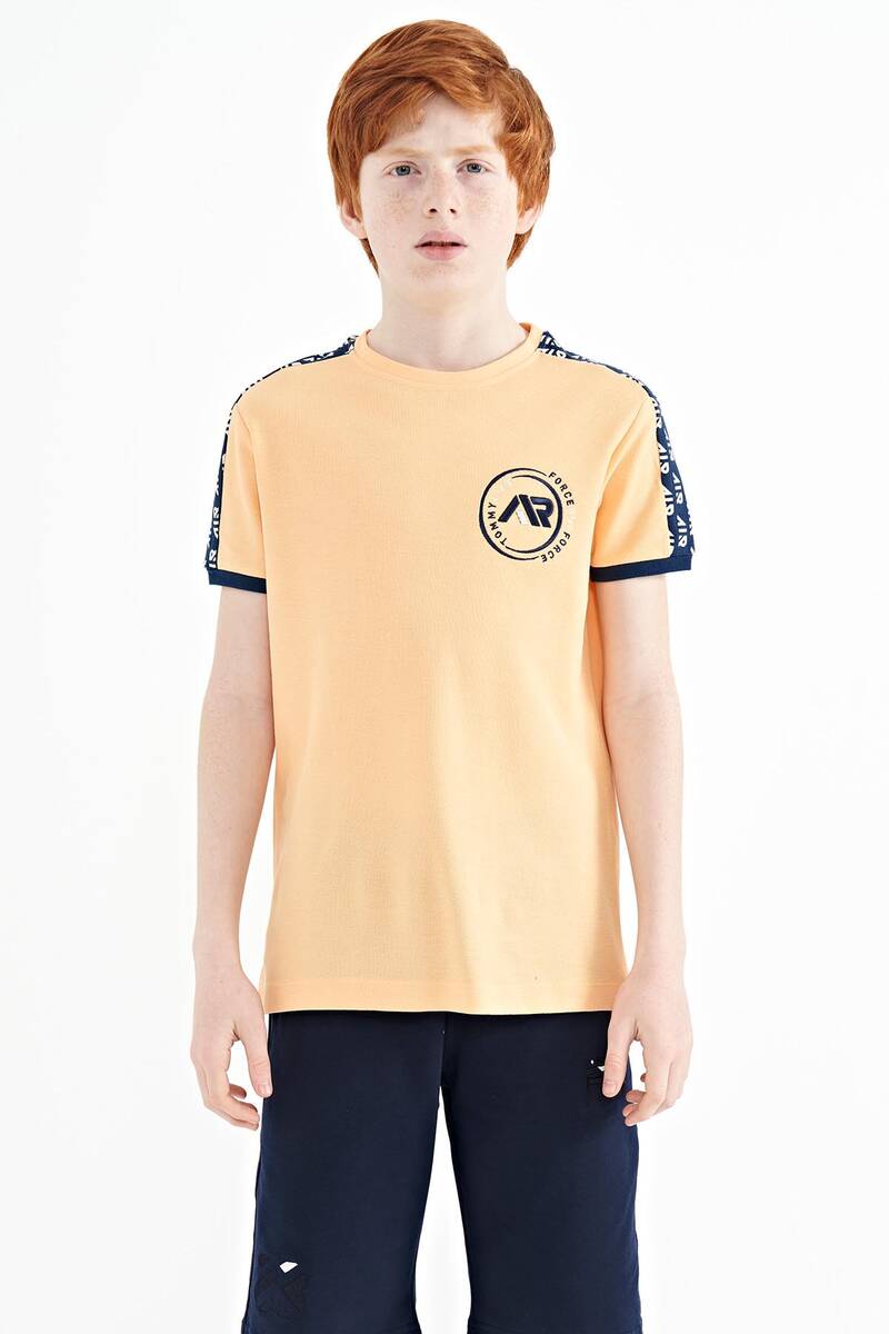 TOMMYLIFE - Tommylife Wholesale 7-15 Age Crew Neck Standard Fit Printed Boys' T-Shirt 11121 Melon