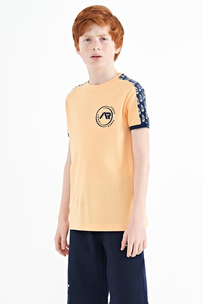 Tommylife Wholesale 7-15 Age Crew Neck Standard Fit Printed Boys' T-Shirt 11121 Melon - Thumbnail