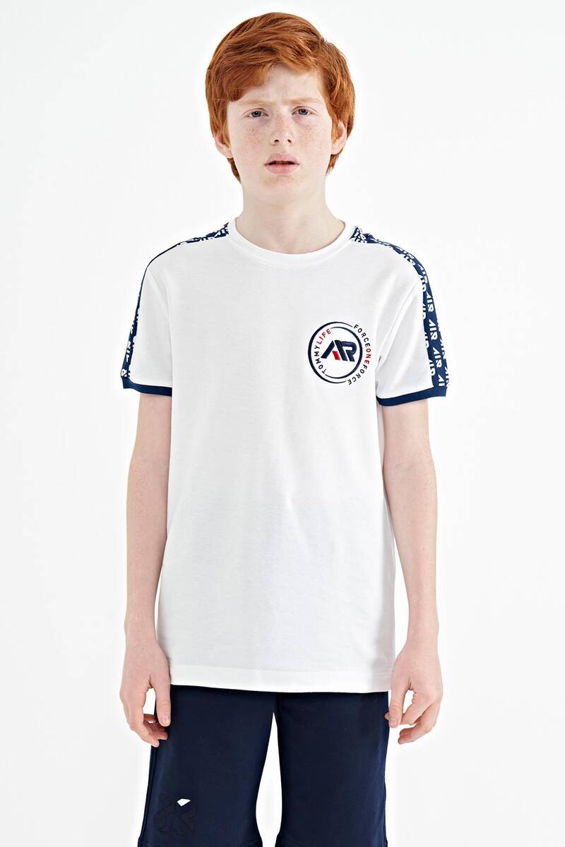 TOMMYLIFE - Tommylife Wholesale 7-15 Age Crew Neck Standard Fit Printed Boys' T-Shirt 11121 White