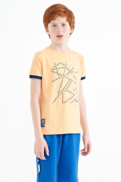 Tommylife Wholesale 7-15 Age Crew Neck Standard Fit Printed Boys' T-Shirt 11132 Melon - Thumbnail