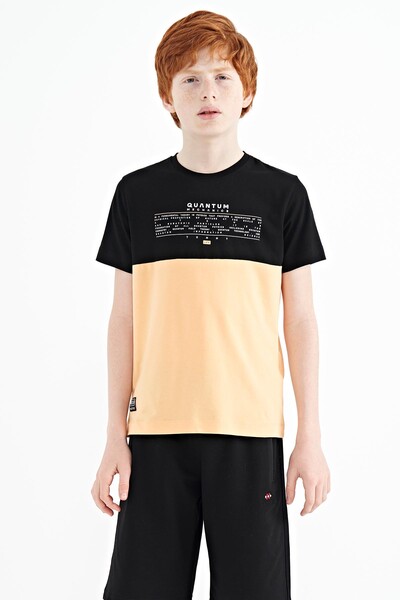 Tommylife Wholesale 7-15 Age Crew Neck Standard Fit Printed Boys' T-Shirt 11134 Melon - Thumbnail