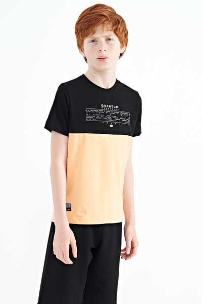 Tommylife Wholesale 7-15 Age Crew Neck Standard Fit Printed Boys' T-Shirt 11134 Melon - Thumbnail