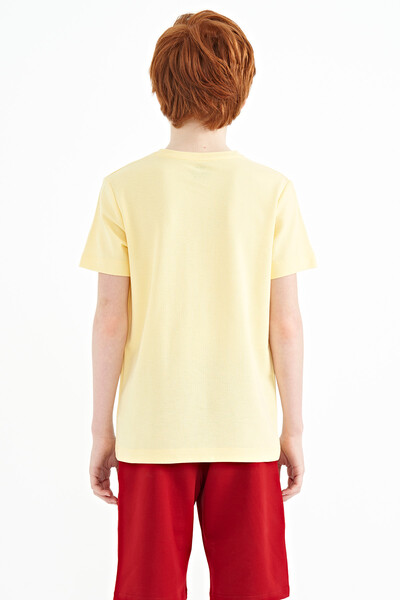 Tommylife Wholesale 7-15 Age Crew Neck Standard Fit Printed Boys' T-Shirt 11145 Yellow - Thumbnail