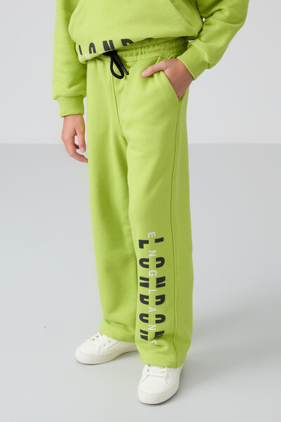 Tommylife Wholesale 7-15 Age Hooded Oversize Girls Tracksuit Set 75147 Lime Green - Thumbnail