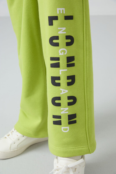 Tommylife Wholesale 7-15 Age Hooded Oversize Girls Tracksuit Set 75147 Lime Green - Thumbnail