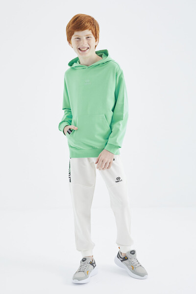 Tommylife Wholesale 7-15 Age Hooded Standard Fit Boys' Sweatshirt 11177 Aqua Green - Thumbnail