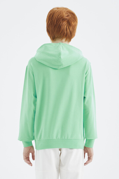 Tommylife Wholesale 7-15 Age Hooded Standard Fit Boys' Sweatshirt 11177 Aqua Green - Thumbnail