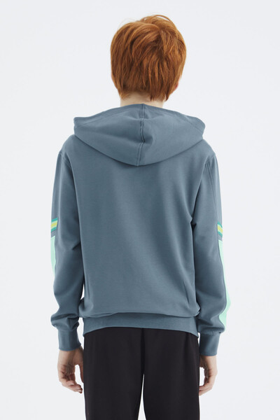 Tommylife Wholesale 7-15 Age Hooded Standard Fit Boys' Sweatshirt 11180 Forest Green - Thumbnail