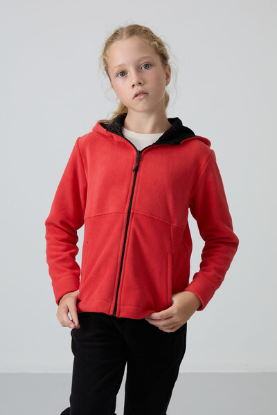 Tommylife Wholesale 7-15 Age Hooded Standard Fit Girls Fleece Sweatshirt 75152 Fiesta - Thumbnail