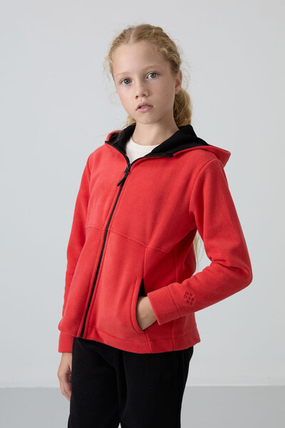 Tommylife Wholesale 7-15 Age Hooded Standard Fit Girls Fleece Sweatshirt 75152 Fiesta - Thumbnail