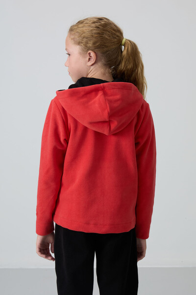 Tommylife Wholesale 7-15 Age Hooded Standard Fit Girls Fleece Sweatshirt 75152 Fiesta - Thumbnail