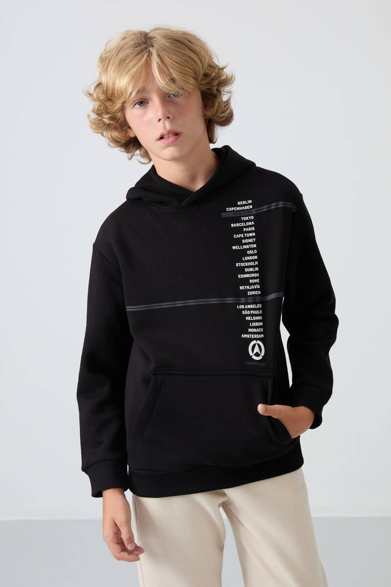 Tommylife Wholesale 7-15 Age Hooded Standard Fit Printed Boys