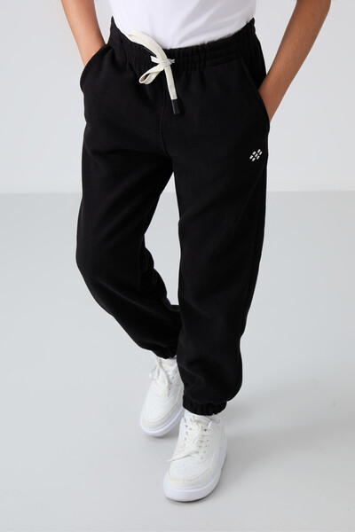 Tommylife Wholesale 7-15 Age Jogger Standard Fit Boys' Fleece Sweatpants 11220 Black - Thumbnail