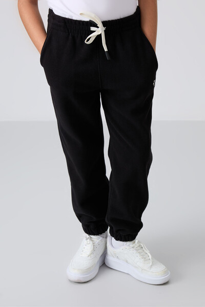 Tommylife Wholesale 7-15 Age Jogger Standard Fit Boys' Fleece Sweatpants 11220 Black - Thumbnail