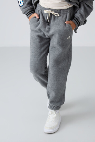 Tommylife Wholesale 7-15 Age Jogger Standard Fit Boys' Fleece Sweatpants 11220 Gray Melange - Thumbnail