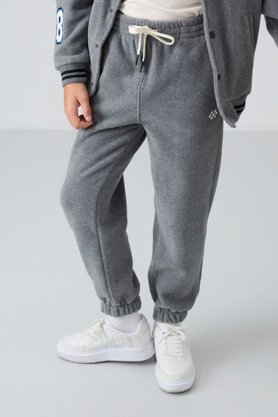 Tommylife Wholesale 7-15 Age Jogger Standard Fit Boys' Fleece Sweatpants 11220 Gray Melange - Thumbnail