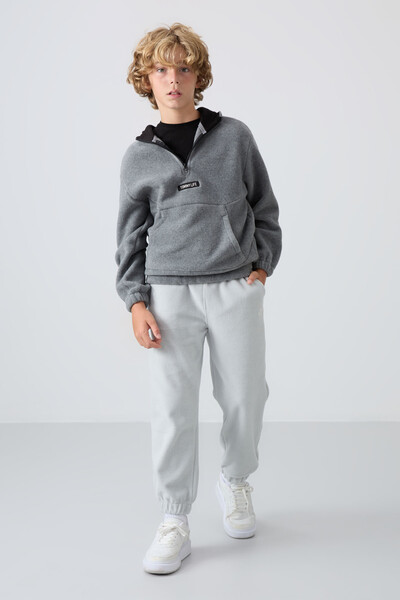 Tommylife Wholesale 7-15 Age Jogger Standard Fit Boys' Fleece Sweatpants 11220 Stone - Thumbnail