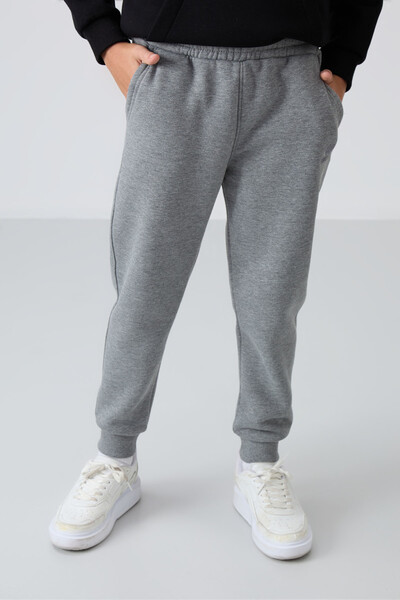 Tommylife Wholesale 7-15 Age Jogger Standard Fit Boys' Sweatpants 11224 Gray Melange - Thumbnail