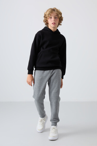 Tommylife Wholesale 7-15 Age Jogger Standard Fit Boys' Sweatpants 11224 Gray Melange - Thumbnail