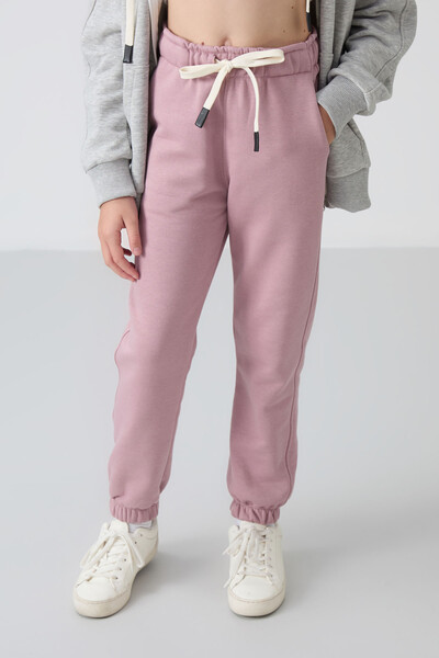 Tommylife Wholesale 7-15 Age Jogger Standard Fit Girls Sweatpants 75158 Dusty Rose - Thumbnail