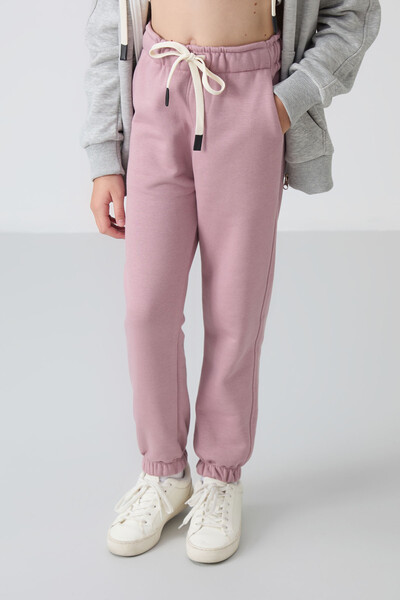 Tommylife Wholesale 7-15 Age Jogger Standard Fit Girls Sweatpants 75158 Dusty Rose - Thumbnail