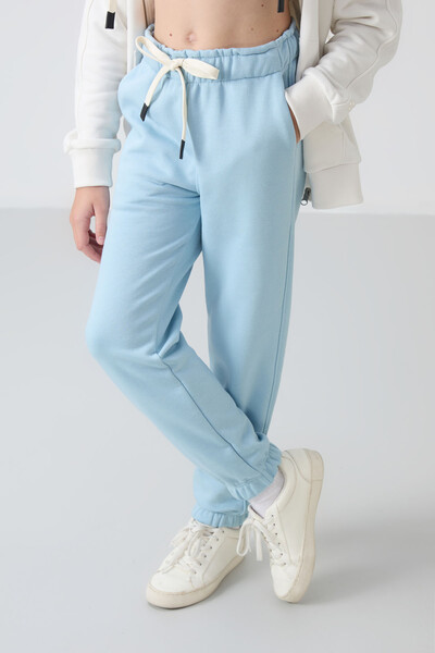 Tommylife Wholesale 7-15 Age Jogger Standard Fit Girls Sweatpants 75158 Light Blue - Thumbnail