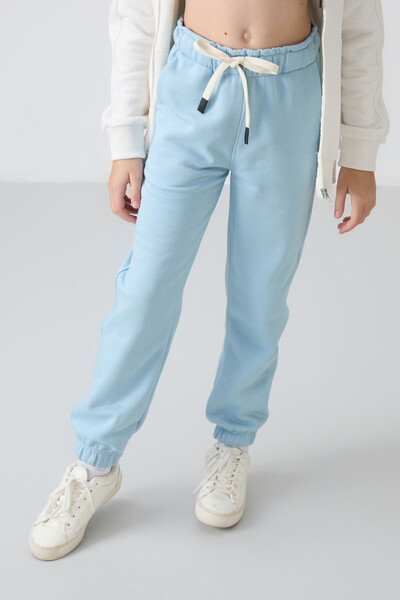 Tommylife Wholesale 7-15 Age Jogger Standard Fit Girls Sweatpants 75158 Light Blue - Thumbnail