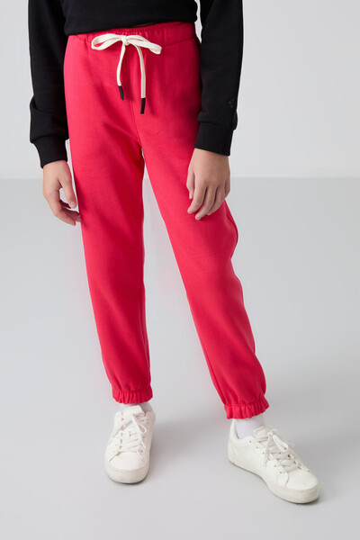 Tommylife Wholesale 7-15 Age Jogger Standard Fit Girls Sweatpants 75158 Viva Red - Thumbnail