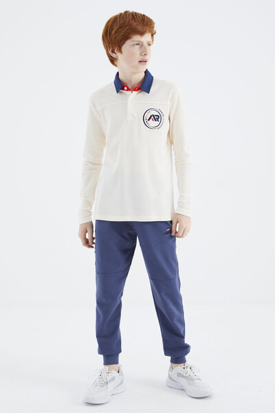 Tommylife Wholesale 7-15 Age Polo Neck Standard Fit Basic Boys' Sweatshirt 11172 Ecru - Thumbnail