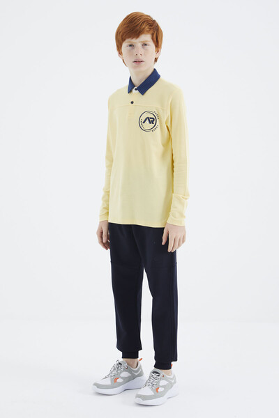 Tommylife Wholesale 7-15 Age Polo Neck Standard Fit Basic Boys' Sweatshirt 11172 Yellow - Thumbnail