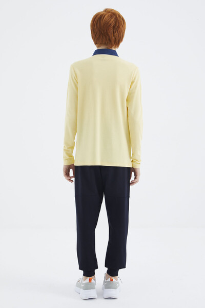 Tommylife Wholesale 7-15 Age Polo Neck Standard Fit Basic Boys' Sweatshirt 11172 Yellow - Thumbnail