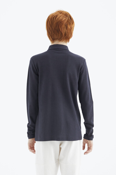 Tommylife Wholesale 7-15 Age Polo Neck Standard Fit Boys' Sweatshirt 11170 Navy Blue - Thumbnail