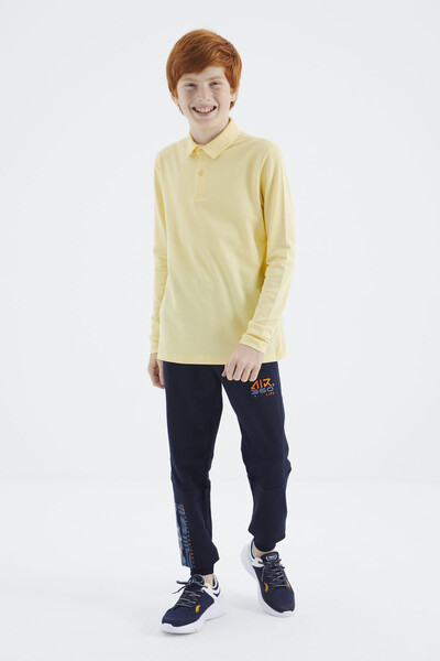 Tommylife Wholesale 7-15 Age Polo Neck Standard Fit Boys' Sweatshirt 11170 Yellow - Thumbnail