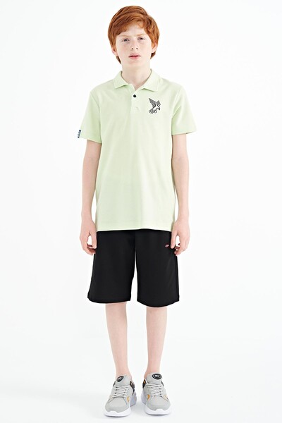 Tommylife Wholesale 7-15 Age Polo Neck Standard Fit Boys' T-Shirt 11084 Light Green - Thumbnail