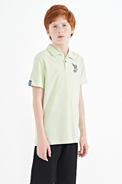 Tommylife Wholesale 7-15 Age Polo Neck Standard Fit Boys' T-Shirt 11084 Light Green - Thumbnail