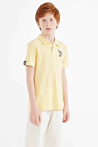 Tommylife Wholesale 7-15 Age Polo Neck Standard Fit Boys' T-Shirt 11084 Yellow - Thumbnail