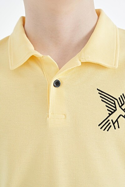 Tommylife Wholesale 7-15 Age Polo Neck Standard Fit Boys' T-Shirt 11084 Yellow - Thumbnail