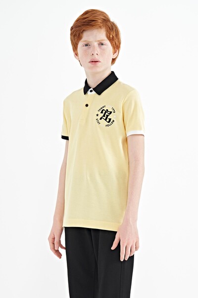 Tommylife Wholesale 7-15 Age Polo Neck Standard Fit Boys' T-Shirt 11086 Yellow - Thumbnail