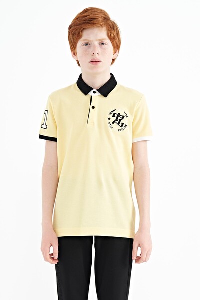 Tommylife Wholesale 7-15 Age Polo Neck Standard Fit Boys' T-Shirt 11086 Yellow - Thumbnail