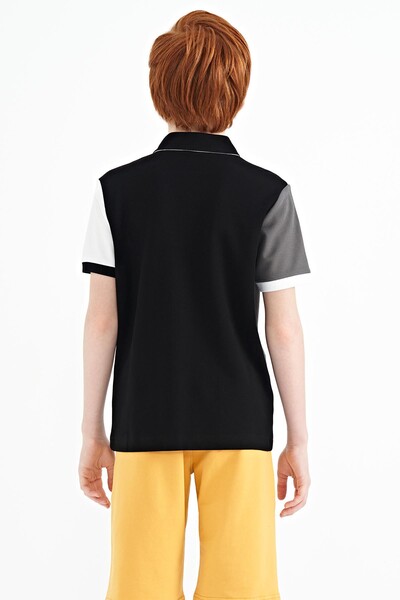 Tommylife Wholesale 7-15 Age Polo Neck Standard Fit Boys' T-Shirt 11088 Black - Thumbnail