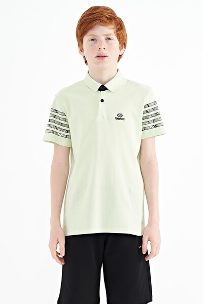 Tommylife Wholesale 7-15 Age Polo Neck Standard Fit Boys' T-Shirt 11093 Light Green - Thumbnail