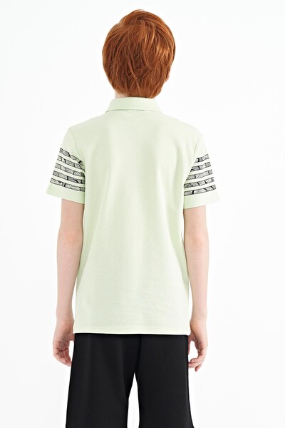 Tommylife Wholesale 7-15 Age Polo Neck Standard Fit Boys' T-Shirt 11093 Light Green - Thumbnail